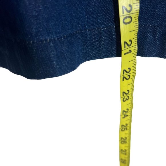 Vintage 90s Blue Denim Straight Short Waist Tie Belt Skirt 6 - Picture 5 of 7